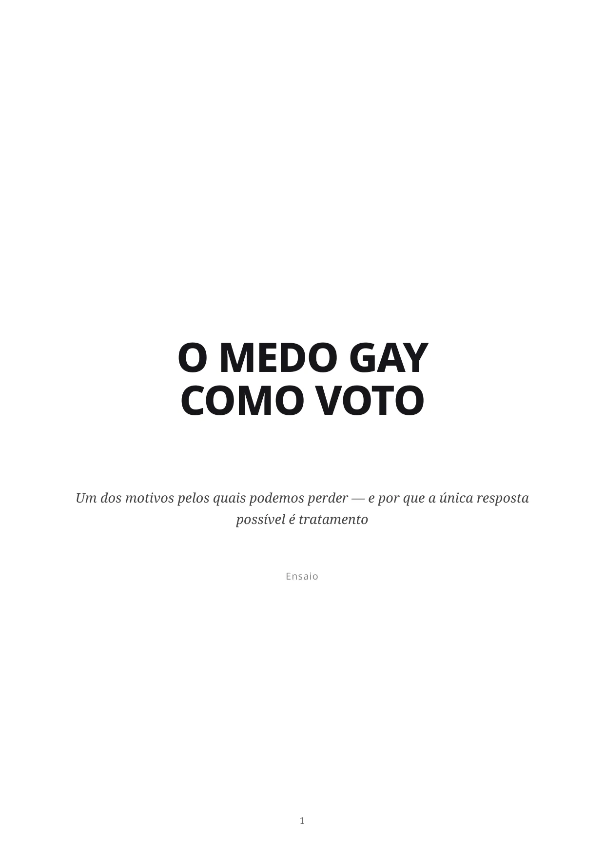 O Medo Gay como Voto — cover